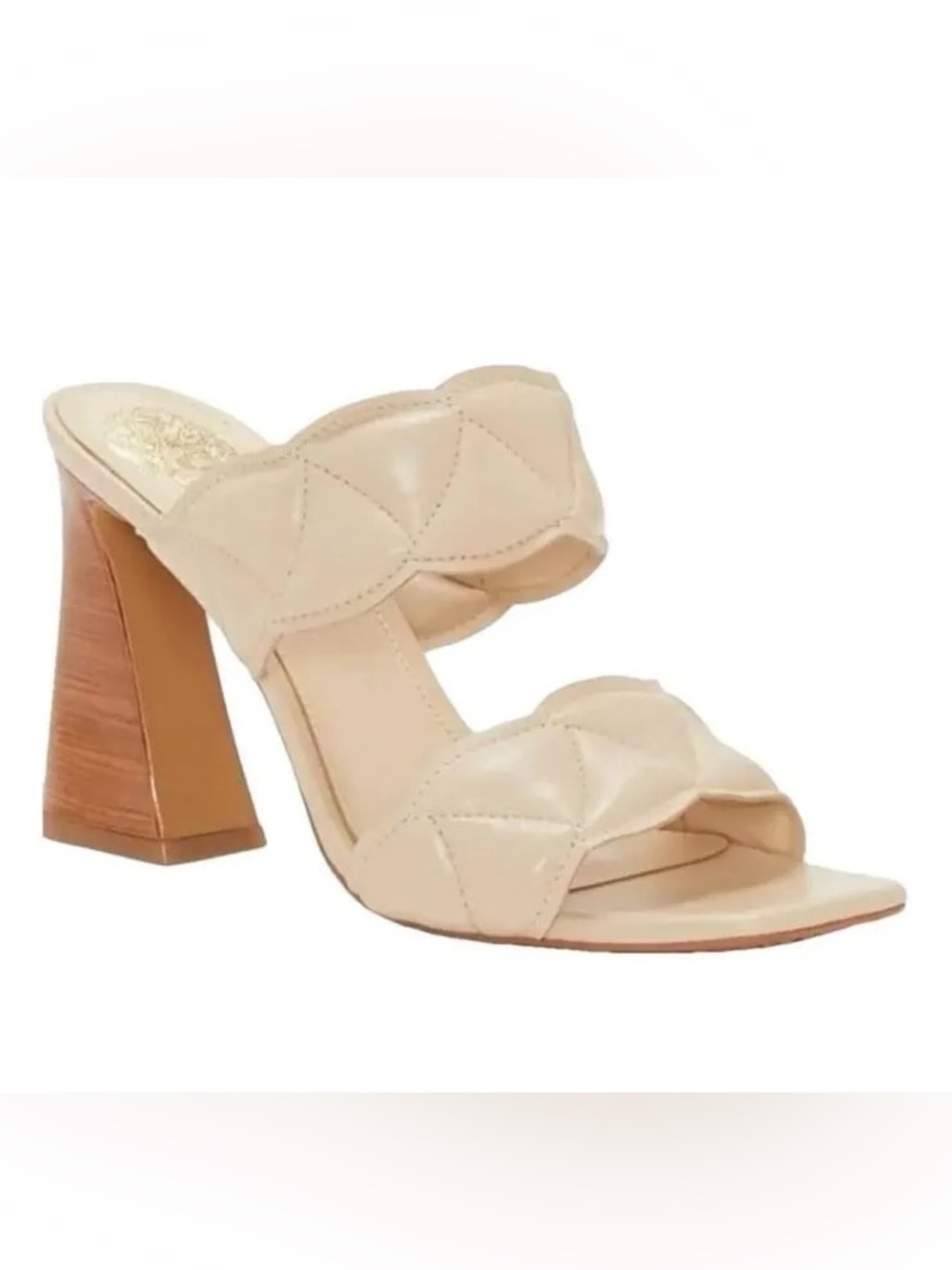 Vince Camuto Renneya Quilted Block Heel Sandals in Bone